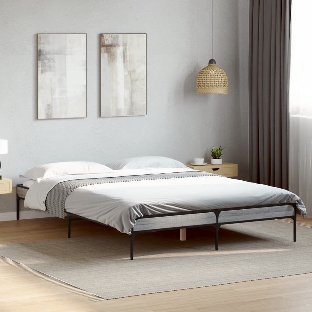 vidaXL Bed Frame without Mattress Height 30 cm Length 200 cm Grey Sonoma