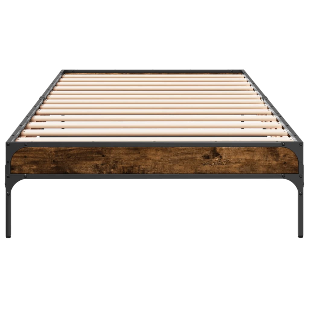 vidaXL Bed Frame without Mattress Smoked Oak 100x200 cm 4