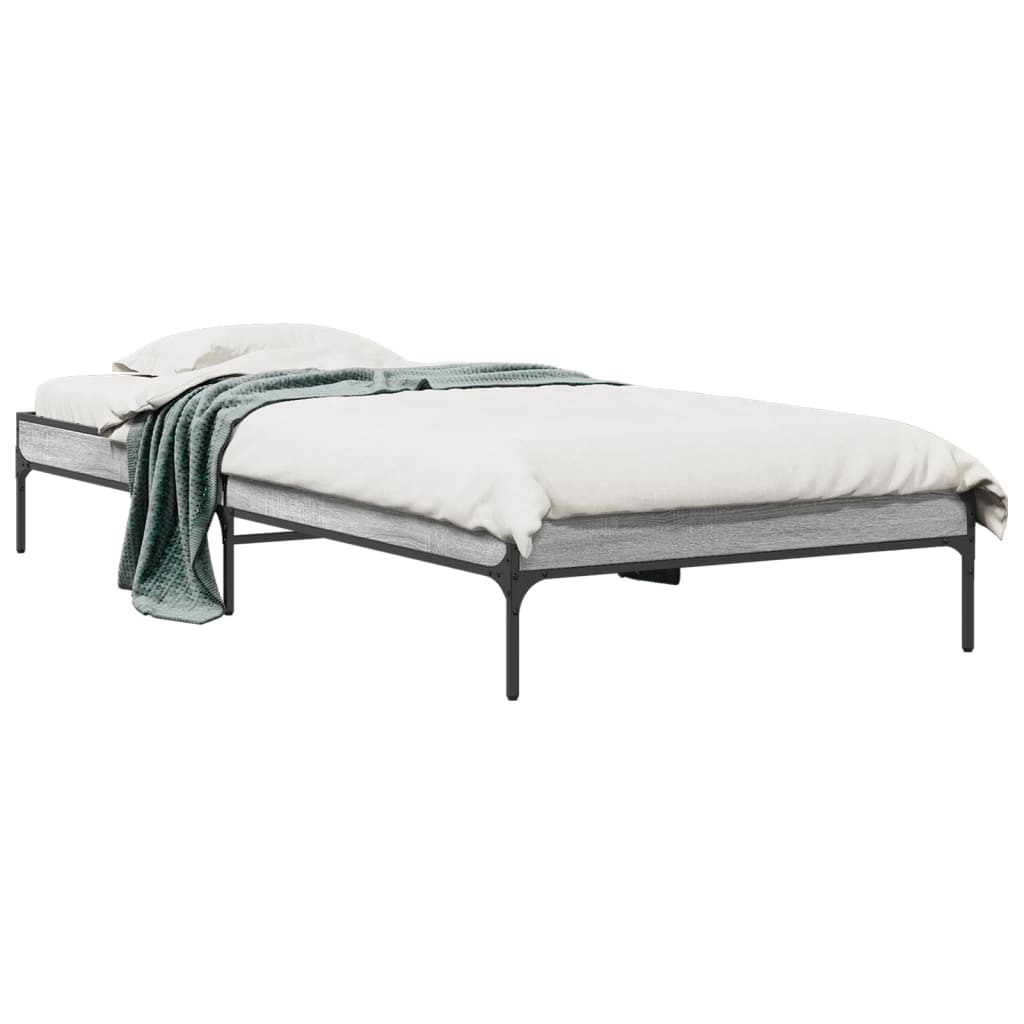 vidaXL Bed Frame without Mattress Grey Sonoma 100x200 cm 2
