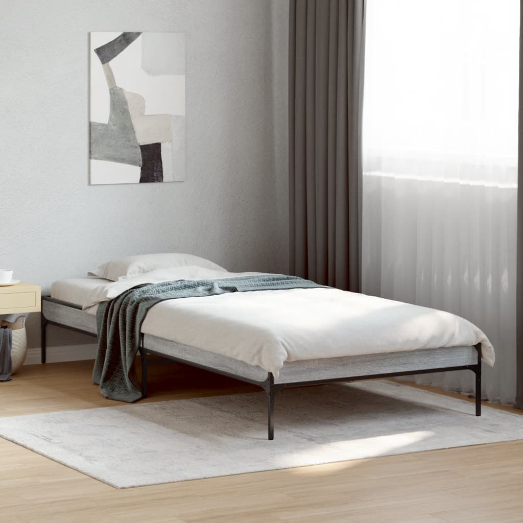 vidaXL Bed Frame without Mattress Grey Sonoma 100x200 cm 1