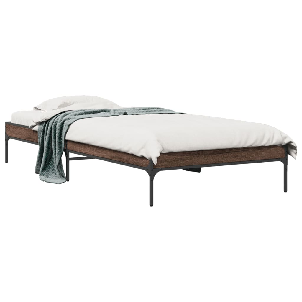 vidaXL Bed Frame without Mattress Brown Oak 100x200 cm 2