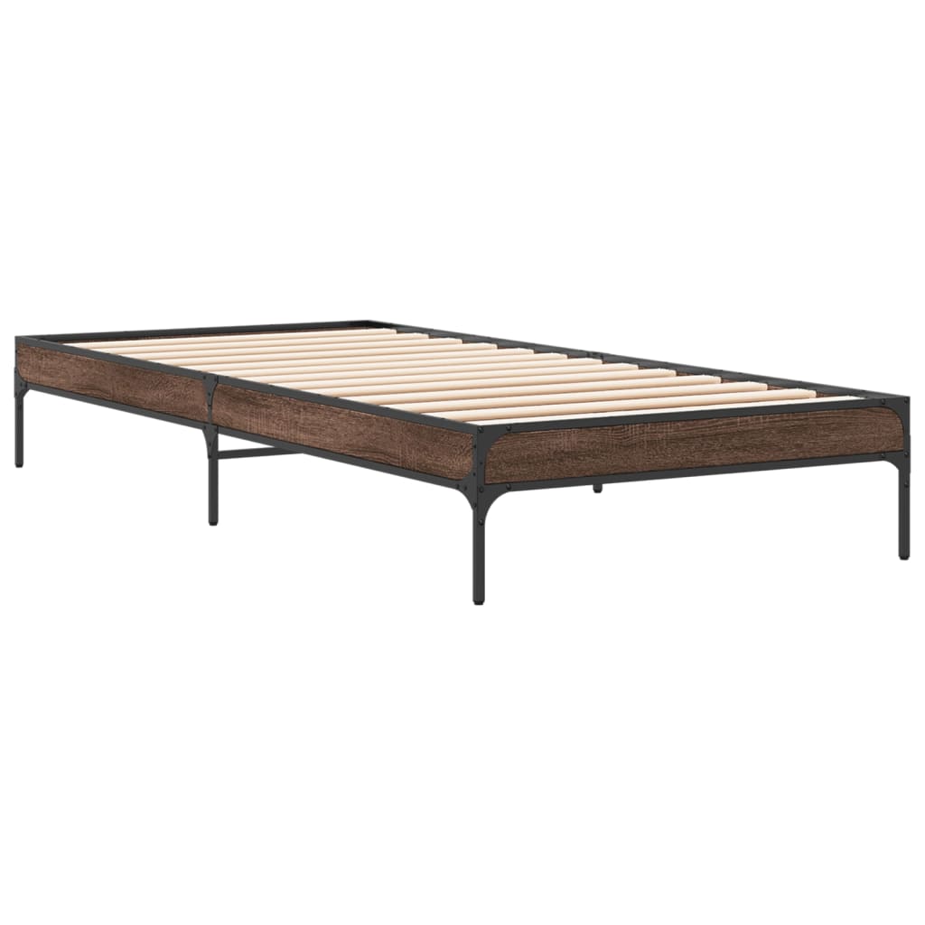 vidaXL Bed Frame without Mattress Brown Oak 100x200 cm 3
