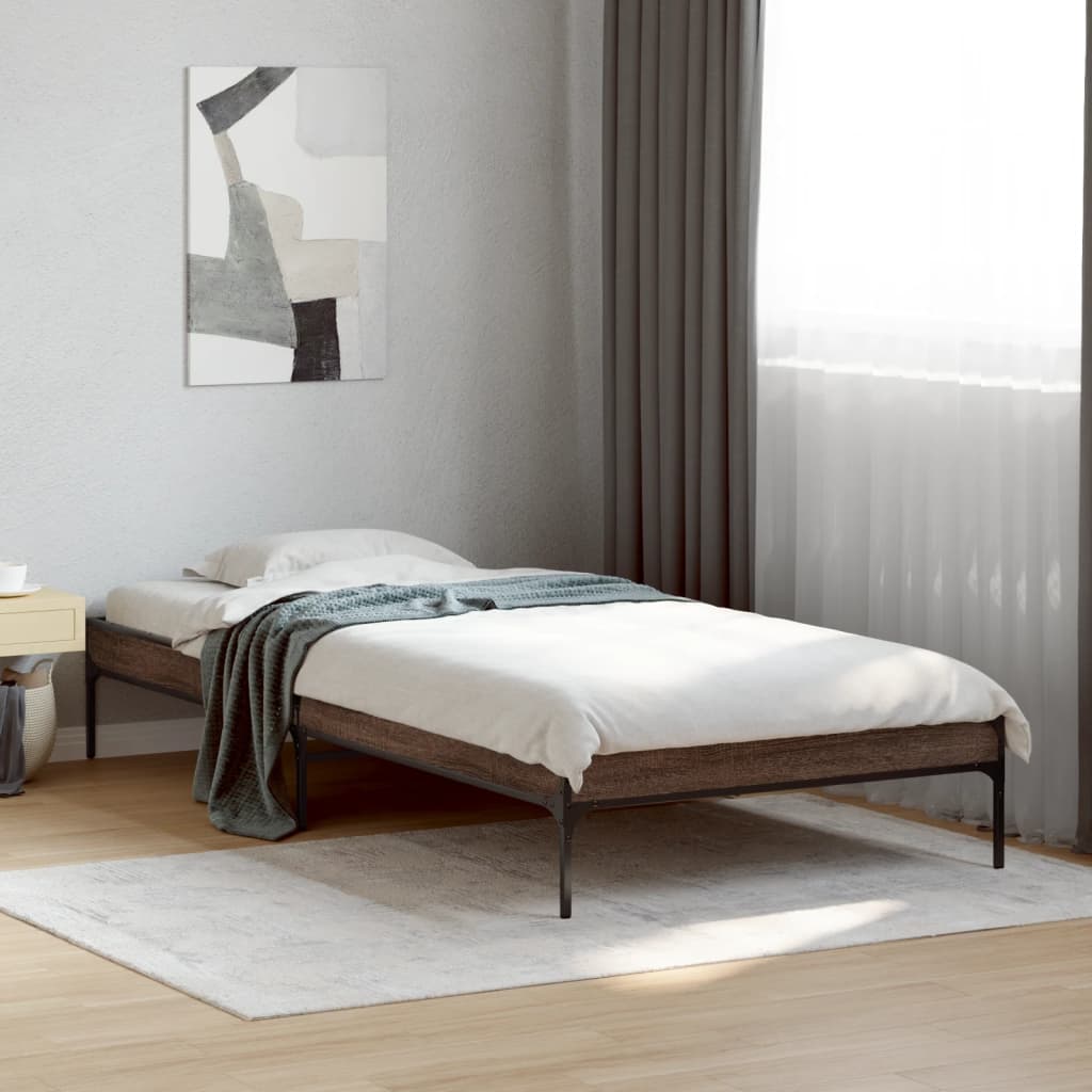 vidaXL Bed Frame without Mattress Brown Oak 100x200 cm 1