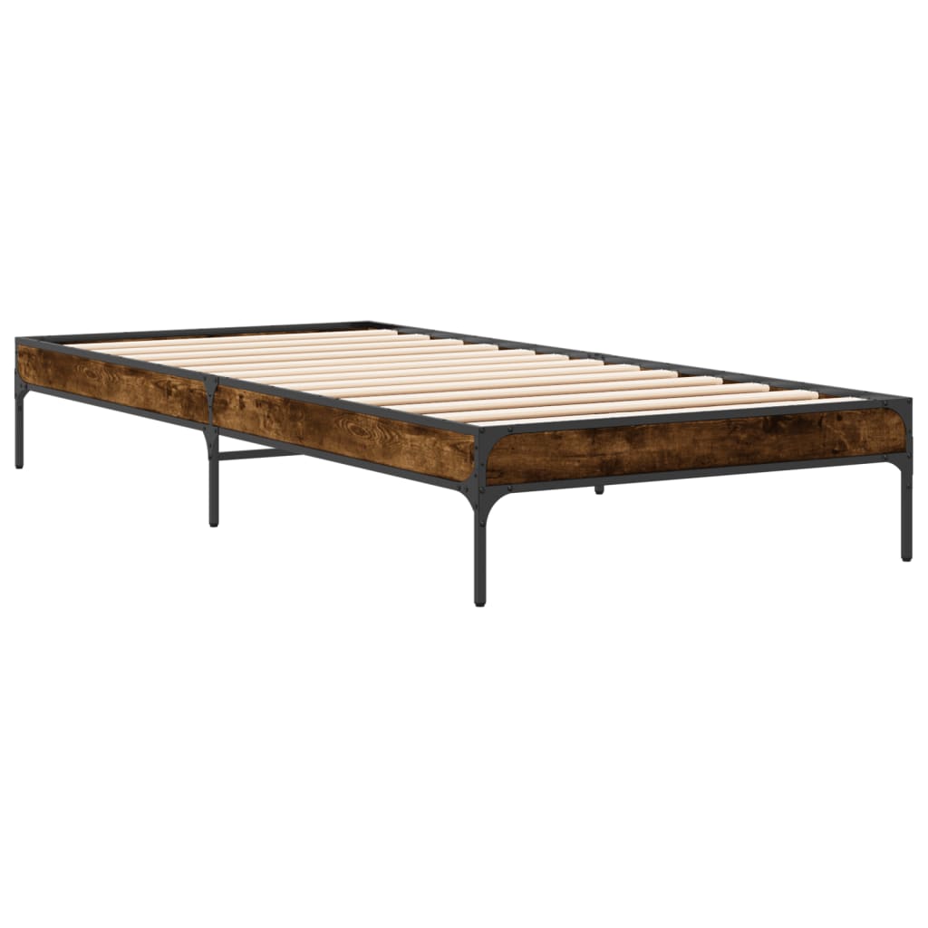 vidaXL Bed Frame without Mattress Smoked Oak 90x200 cm 5