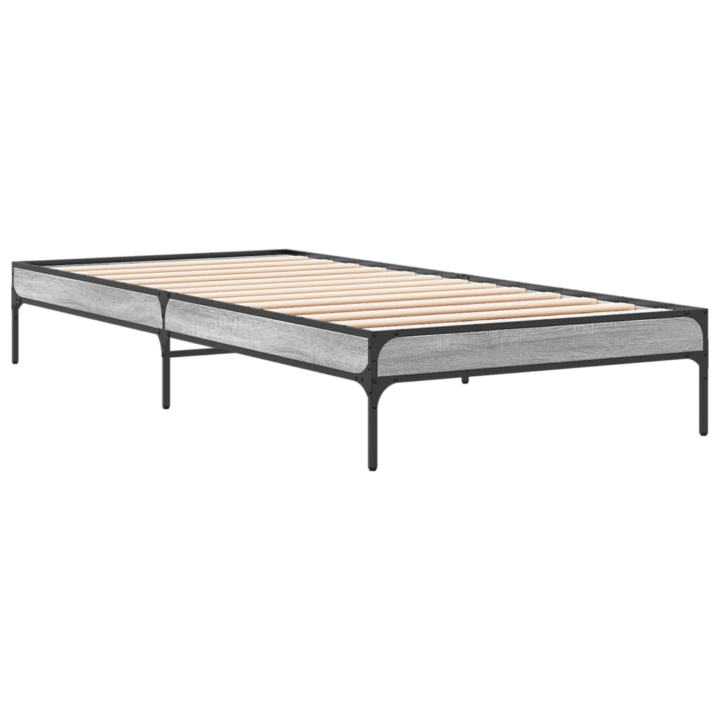 vidaXL Bed Frame without Mattress Grey Sonoma 90x200 cm 3