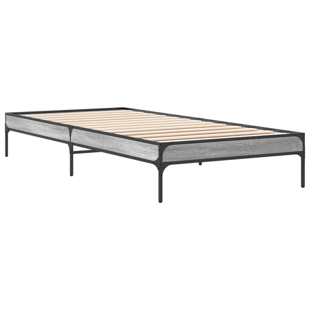 vidaXL Bed Frame without Mattress Grey Sonoma 90x200 cm 6