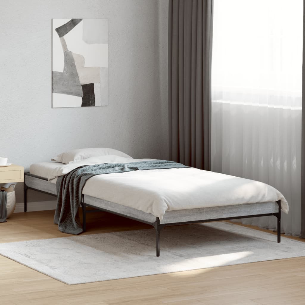 vidaXL Bed Frame without Mattress Grey Sonoma 90x200 cm 1