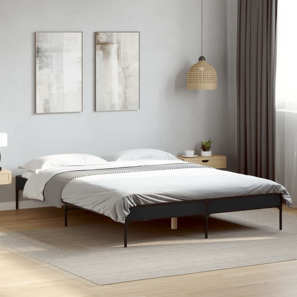 Bed Frame without Mattress Height 30 cm Length 190 cm Black 135 cm