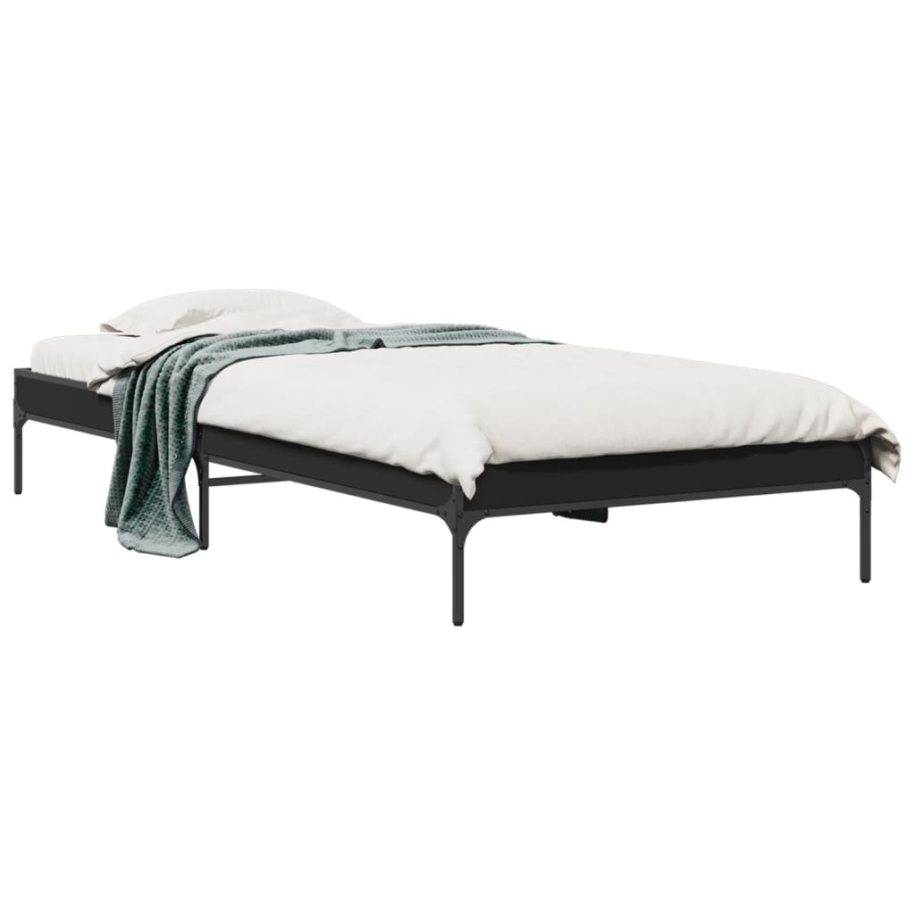 vidaXL Bed Frame without Mattress Black 75x190 cm Small Single 2