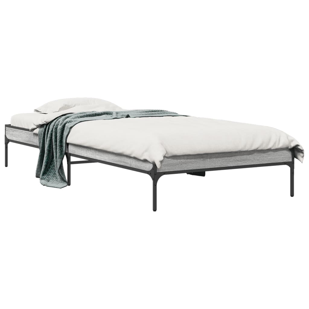 vidaXL Bed Frame without Mattress Grey Sonoma 75x190 cm Small Single 2