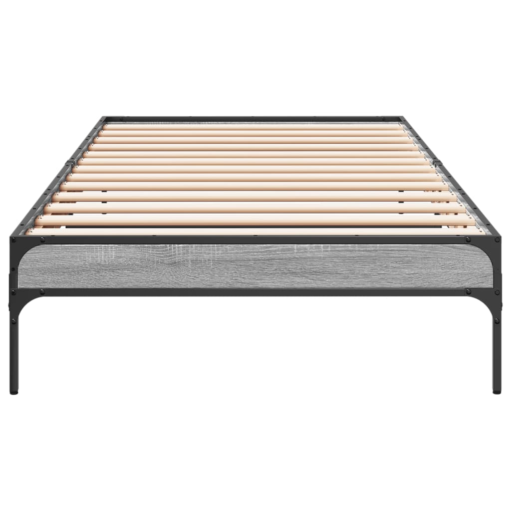 vidaXL Bed Frame without Mattress Grey Sonoma 75x190 cm Small Single 4