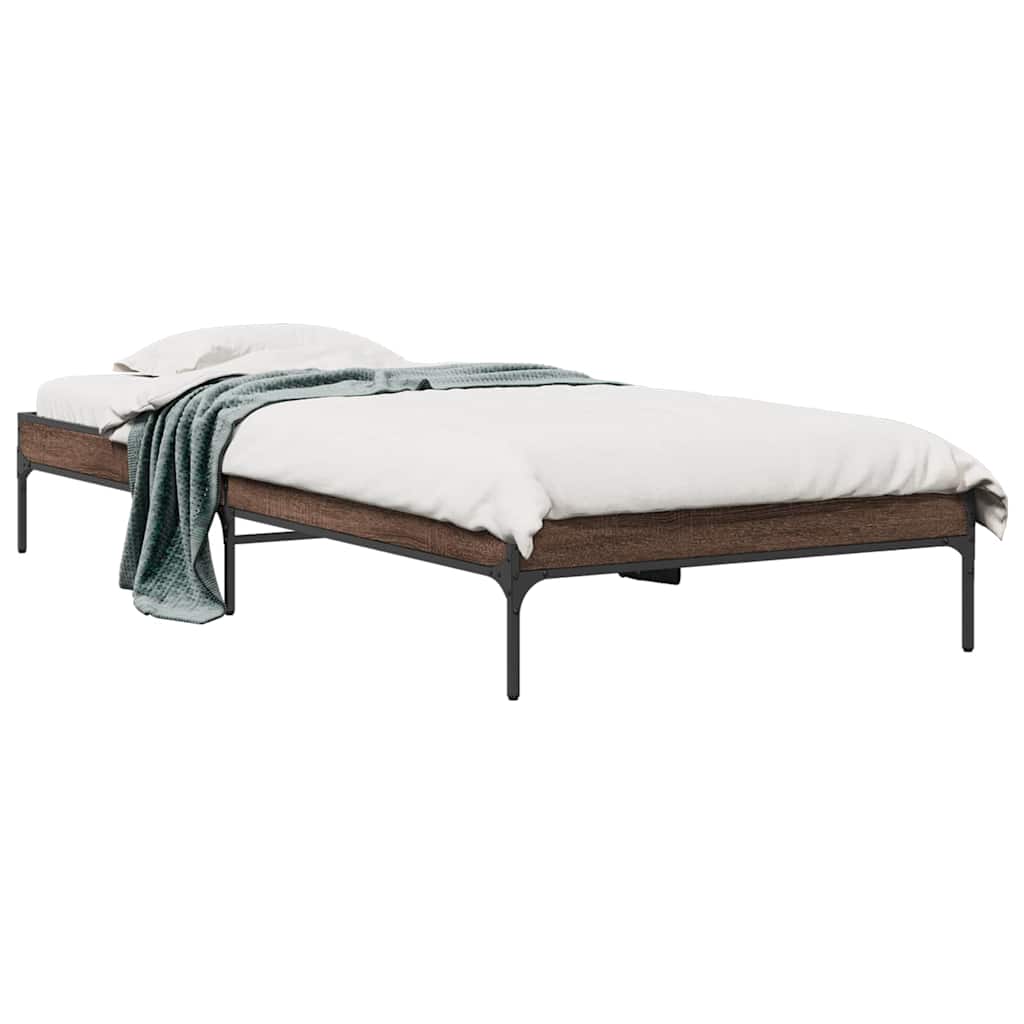 vidaXL Bed Frame without Mattress Brown Oak 75x190 cm Small Single 2