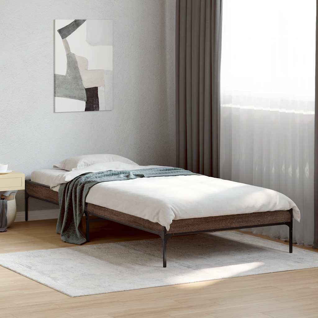 vidaXL Bed Frame without Mattress Brown Oak 75x190 cm Small Single 1