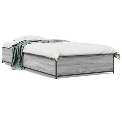 vidaXL Bed Frame without Mattress Grey Sonoma 100x200 cm 2