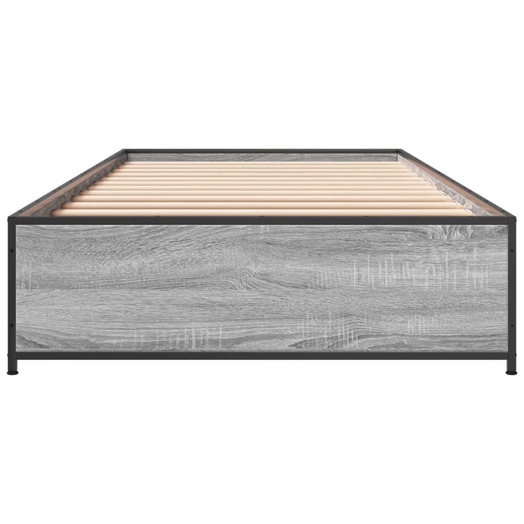 vidaXL Bed Frame without Mattress Grey Sonoma 100x200 cm 4