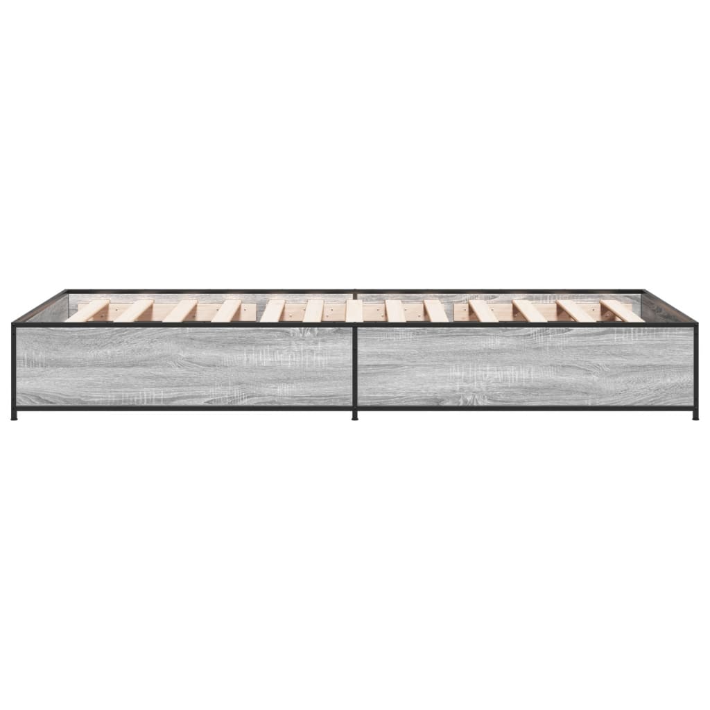 vidaXL Bed Frame without Mattress Grey Sonoma 100x200 cm 5