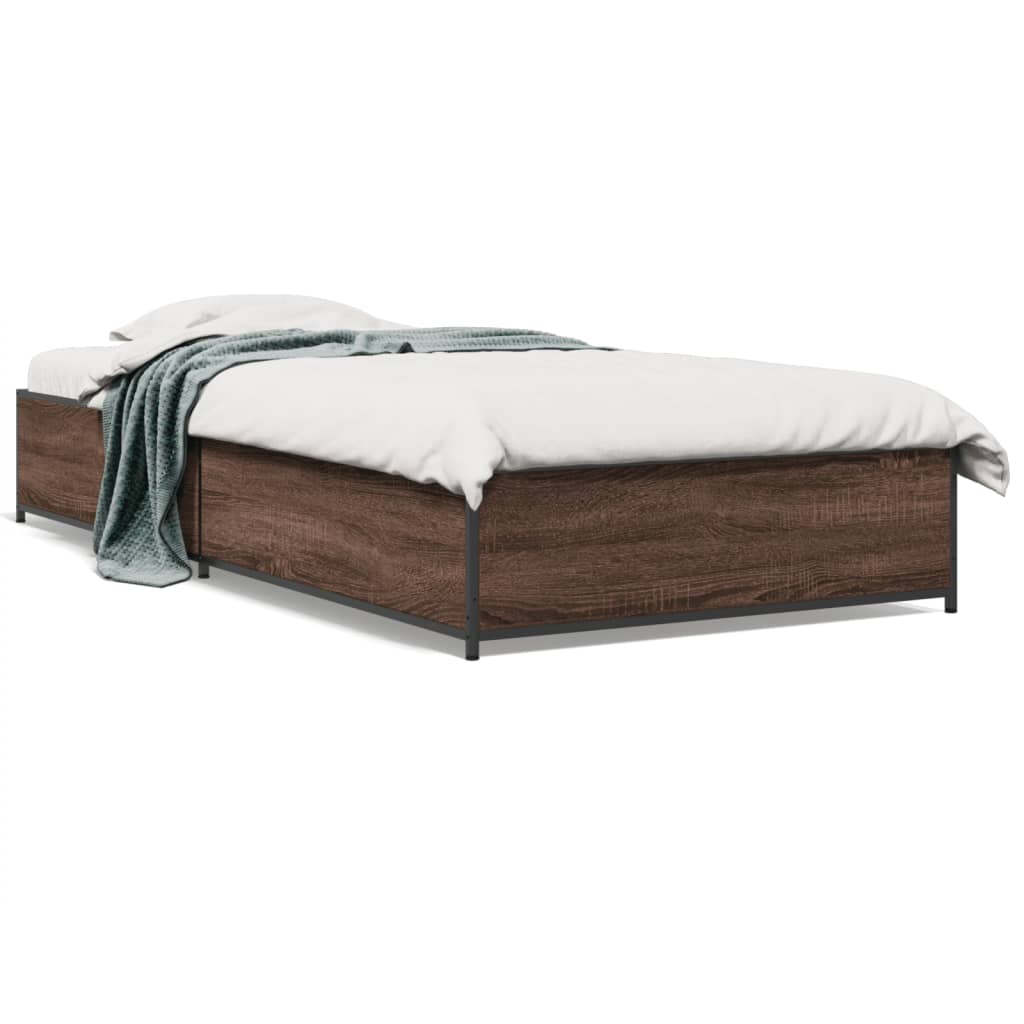 vidaXL Bed Frame without Mattress Brown Oak 100x200 cm 2