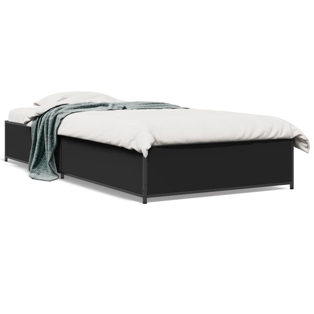 vidaXL Bed Frame without Mattress Black 90x190 cm Single 2