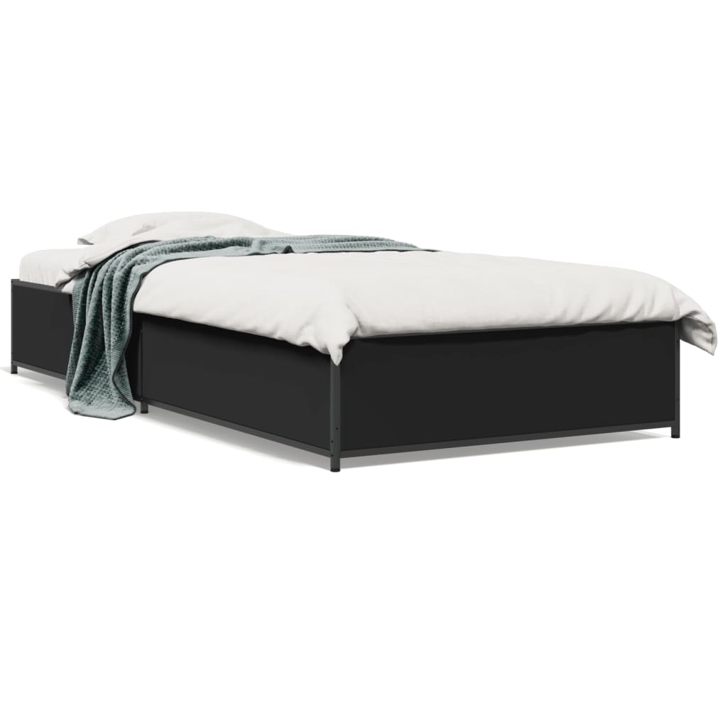 vidaXL Bed Frame without Mattress Black 75x190 cm Small Single 2