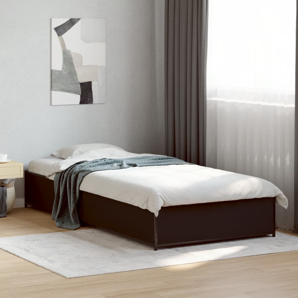 vidaXL Bed Frame without Mattress Black 75x190 cm Small Single 1