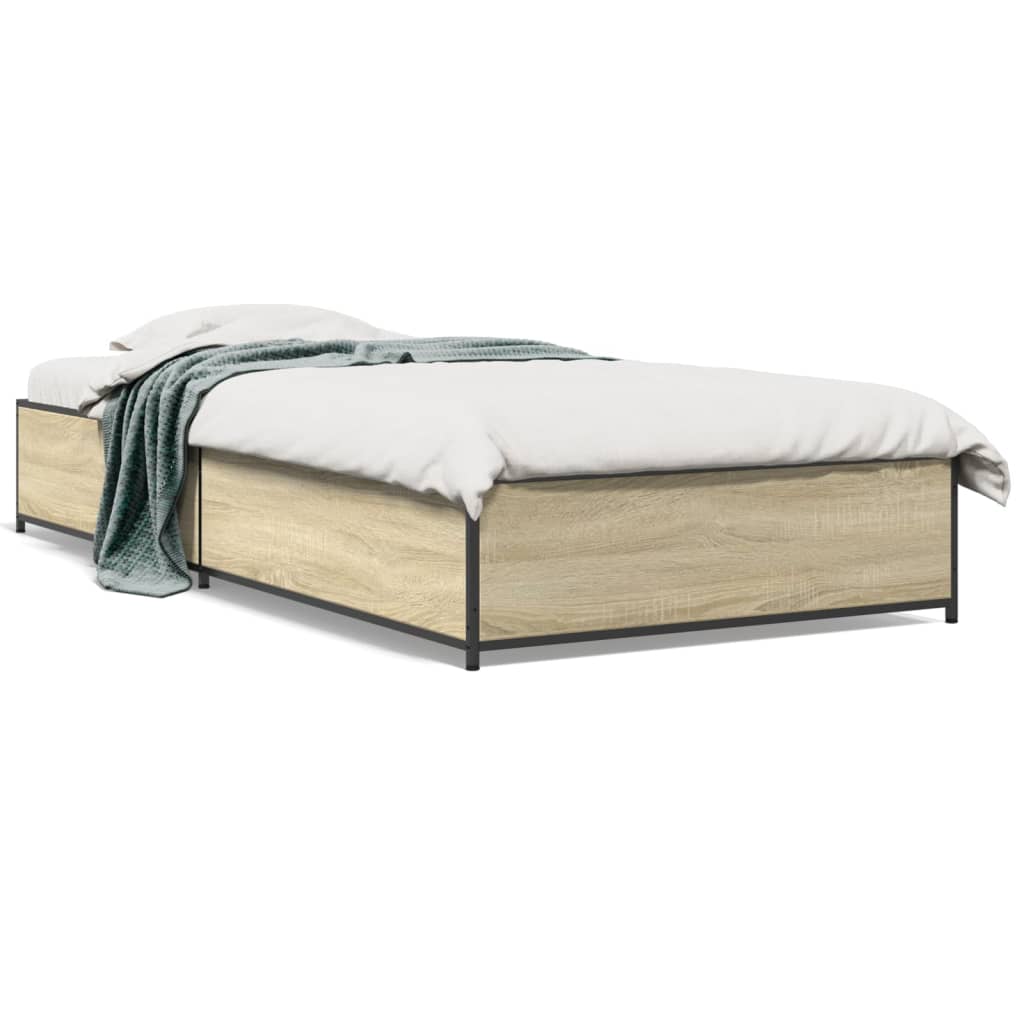 vidaXL Bed Frame without Mattress Sonoma Oak 75x190 cm Small Single 2