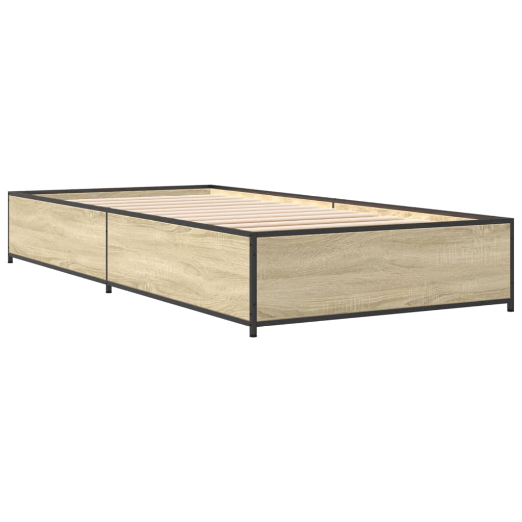 vidaXL Bed Frame without Mattress Sonoma Oak 75x190 cm Small Single 3