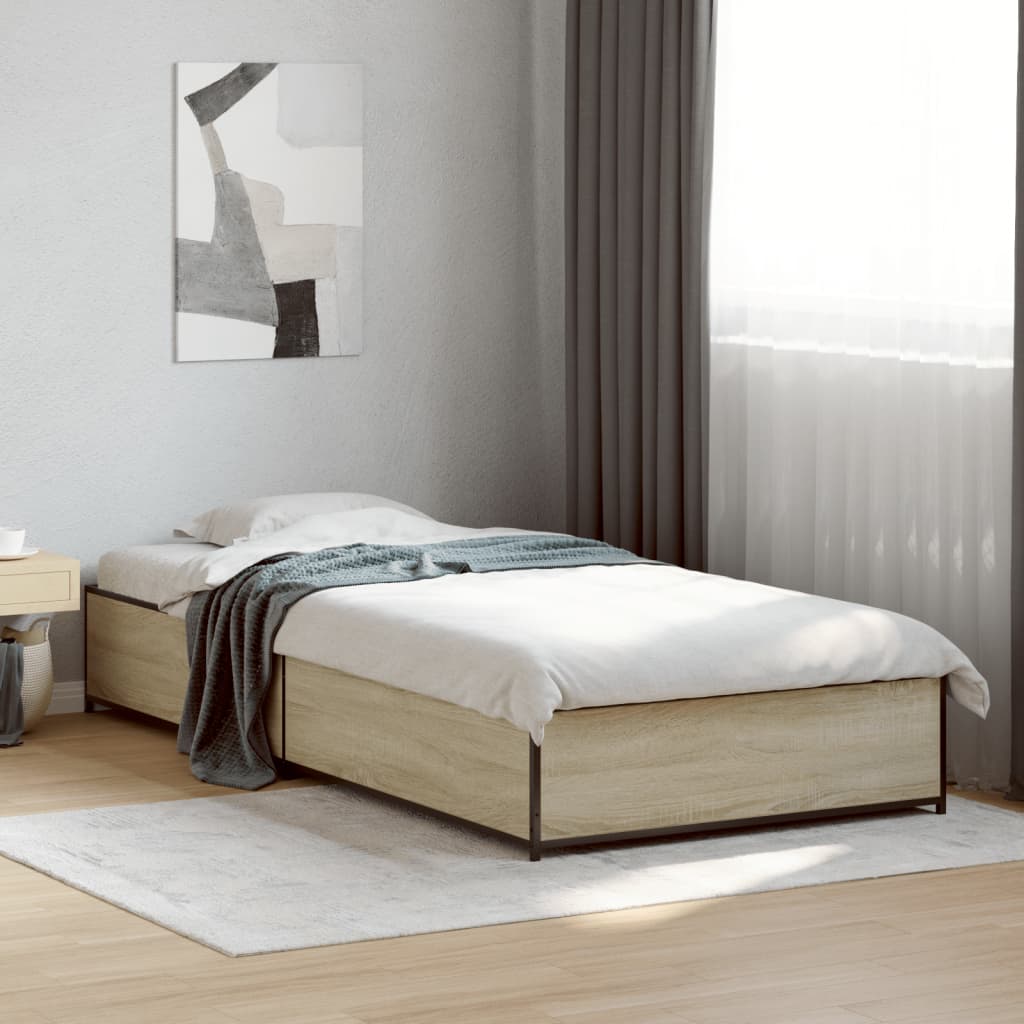 vidaXL Bed Frame without Mattress Sonoma Oak 75x190 cm Small Single 1