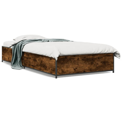 vidaXL Bed Frame without Mattress Smoked Oak 75x190 cm Small Single 2