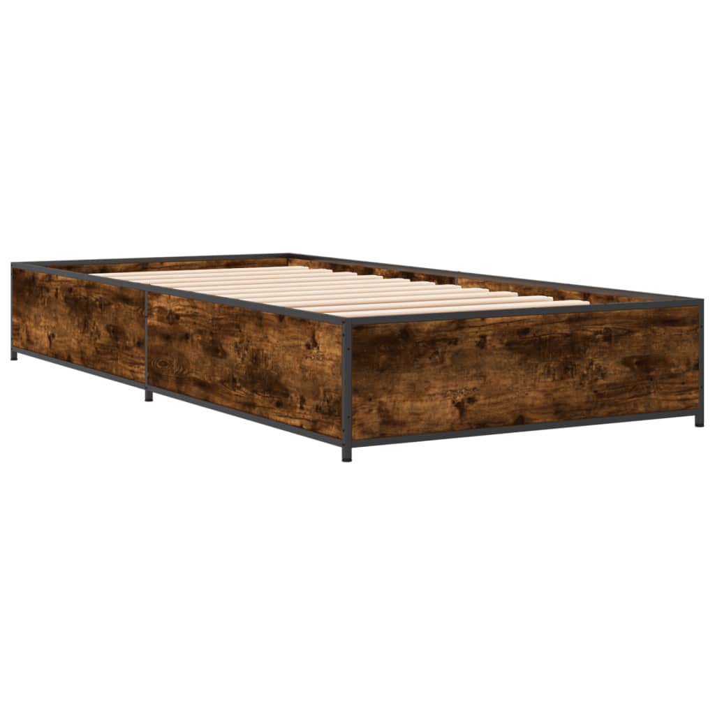 vidaXL Bed Frame without Mattress Smoked Oak 75x190 cm Small Single 3