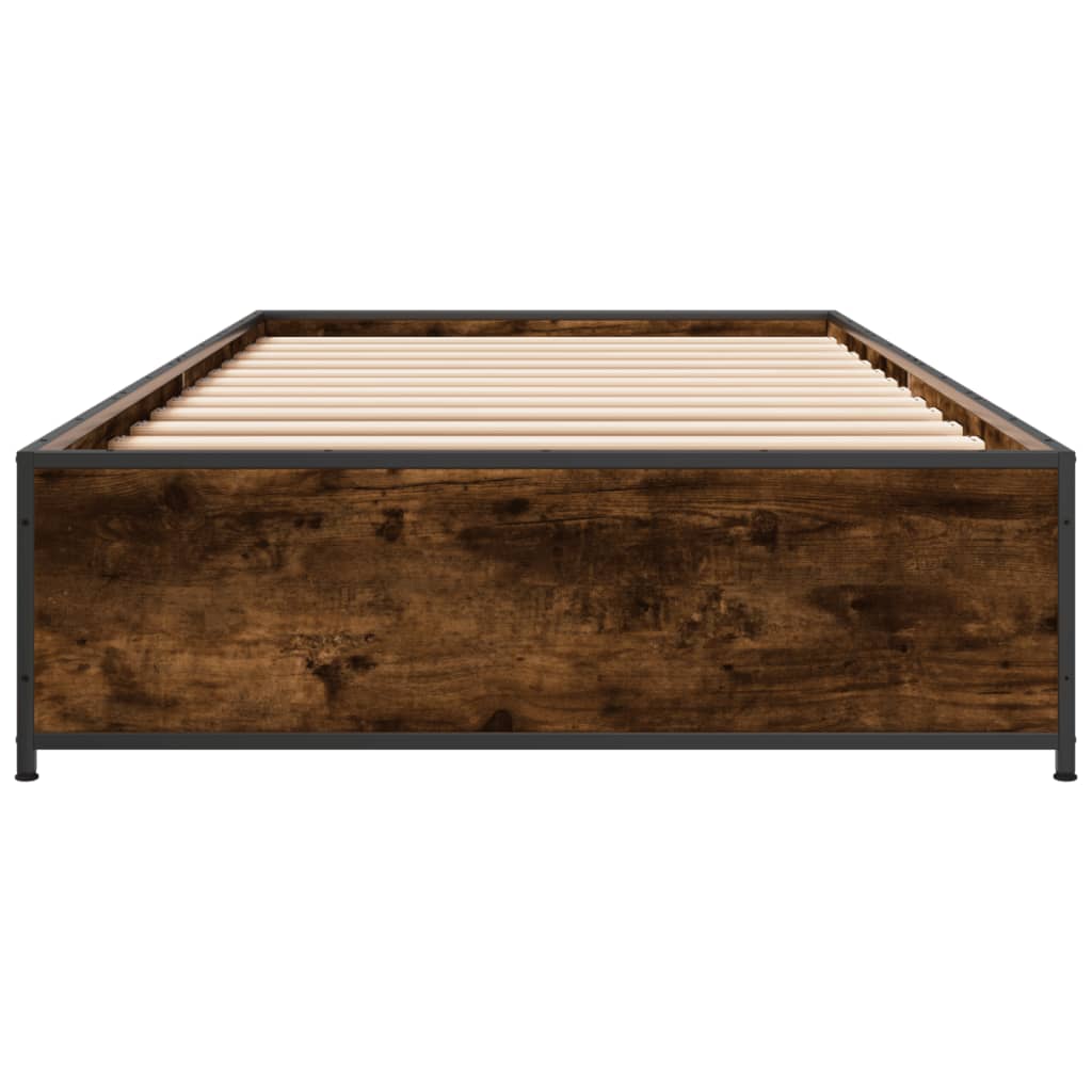 vidaXL Bed Frame without Mattress Smoked Oak 75x190 cm Small Single 4