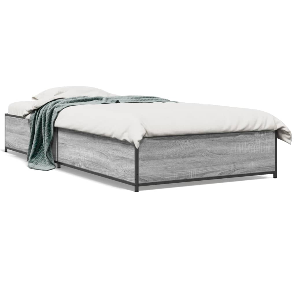 vidaXL Bed Frame without Mattress Grey Sonoma 75x190 cm Small Single 2