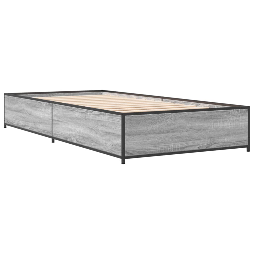 vidaXL Bed Frame without Mattress Grey Sonoma 75x190 cm Small Single 3