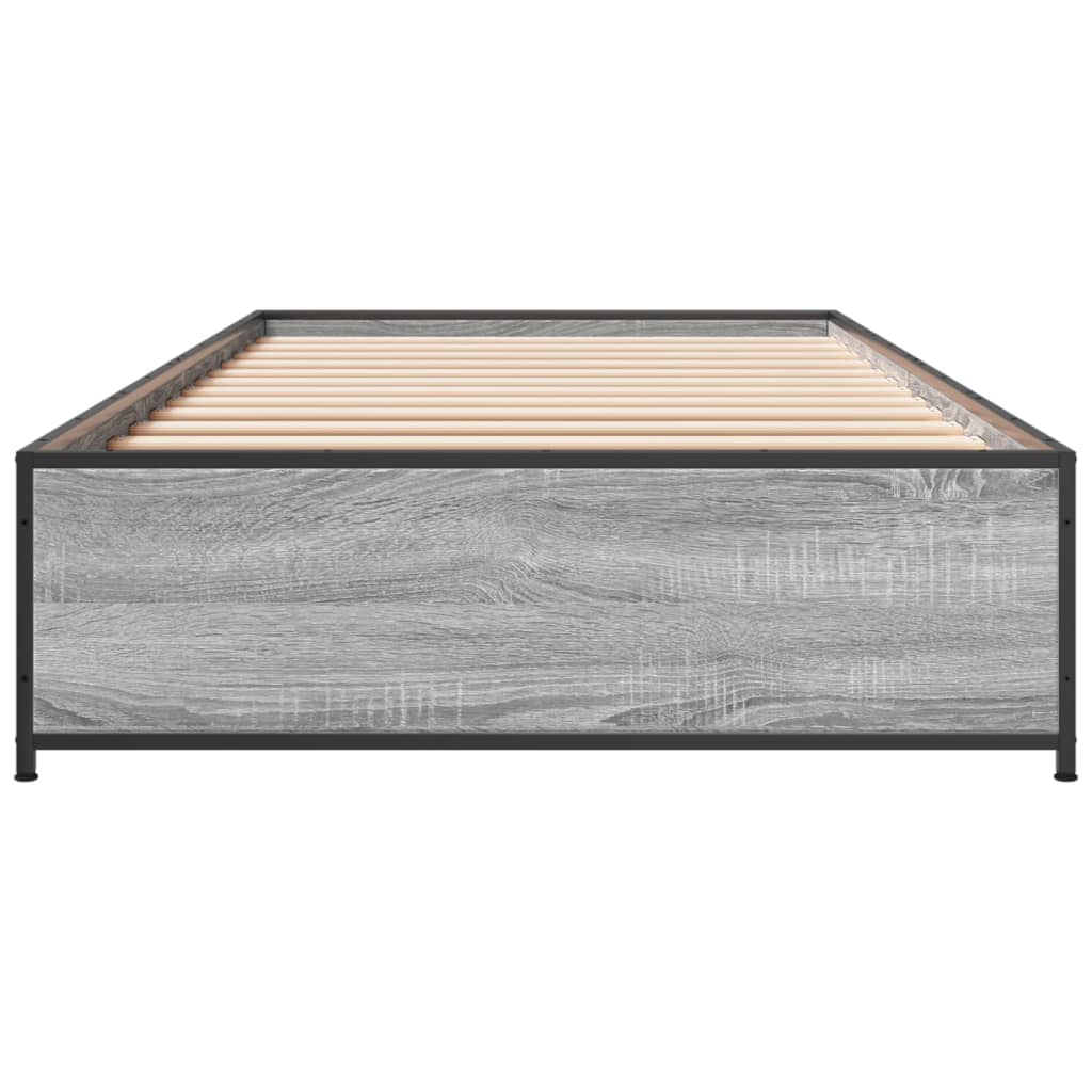 vidaXL Bed Frame without Mattress Grey Sonoma 75x190 cm Small Single 4