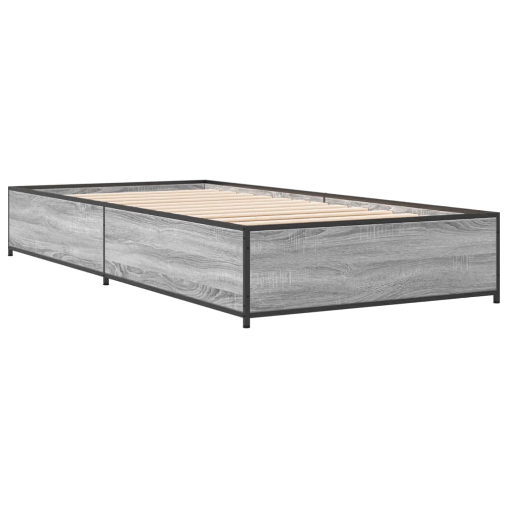 vidaXL Bed Frame without Mattress Grey Sonoma 75x190 cm Small Single 6