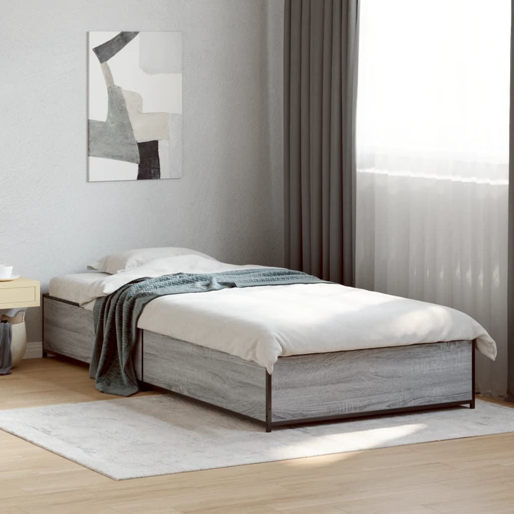 vidaXL Bed Frame without Mattress Grey Sonoma 75x190 cm Small Single 1