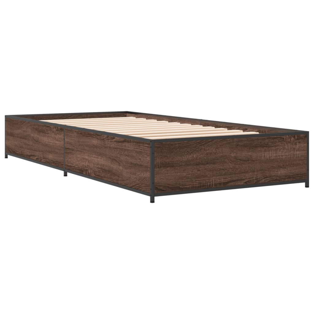 vidaXL Bed Frame without Mattress Brown Oak 75x190 cm Small Single 3
