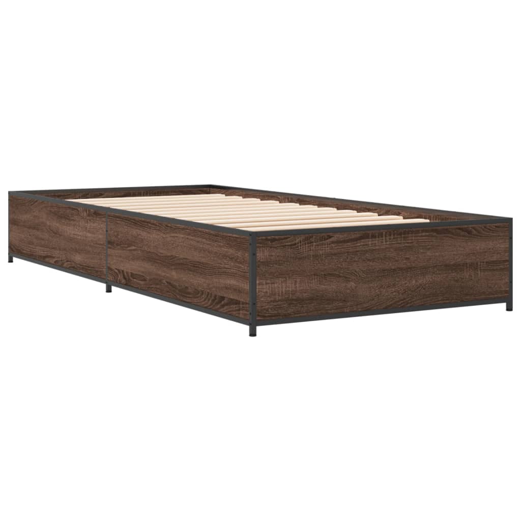 vidaXL Bed Frame without Mattress Brown Oak 75x190 cm Small Single 6