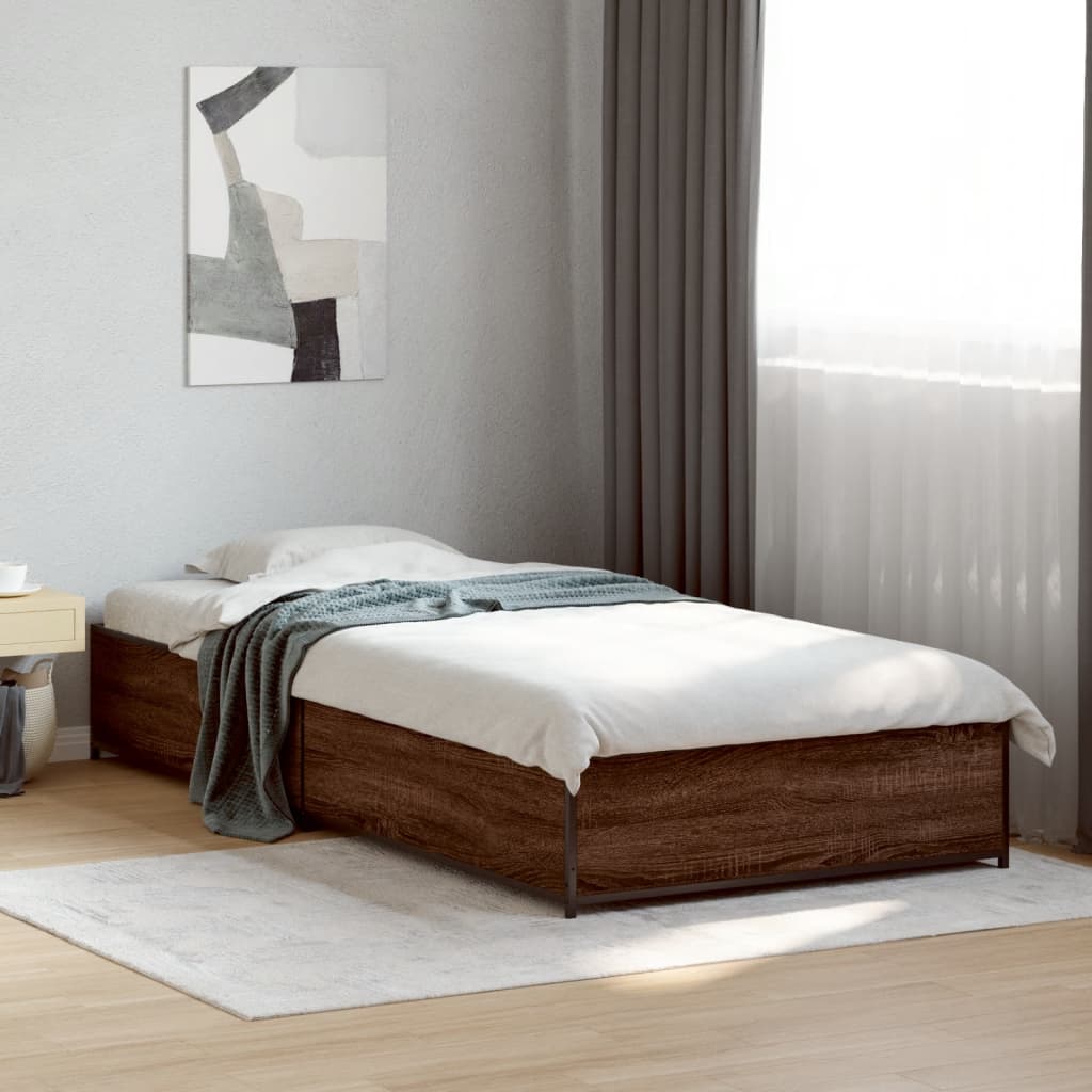 vidaXL Bed Frame without Mattress Brown Oak 75x190 cm Small Single 1