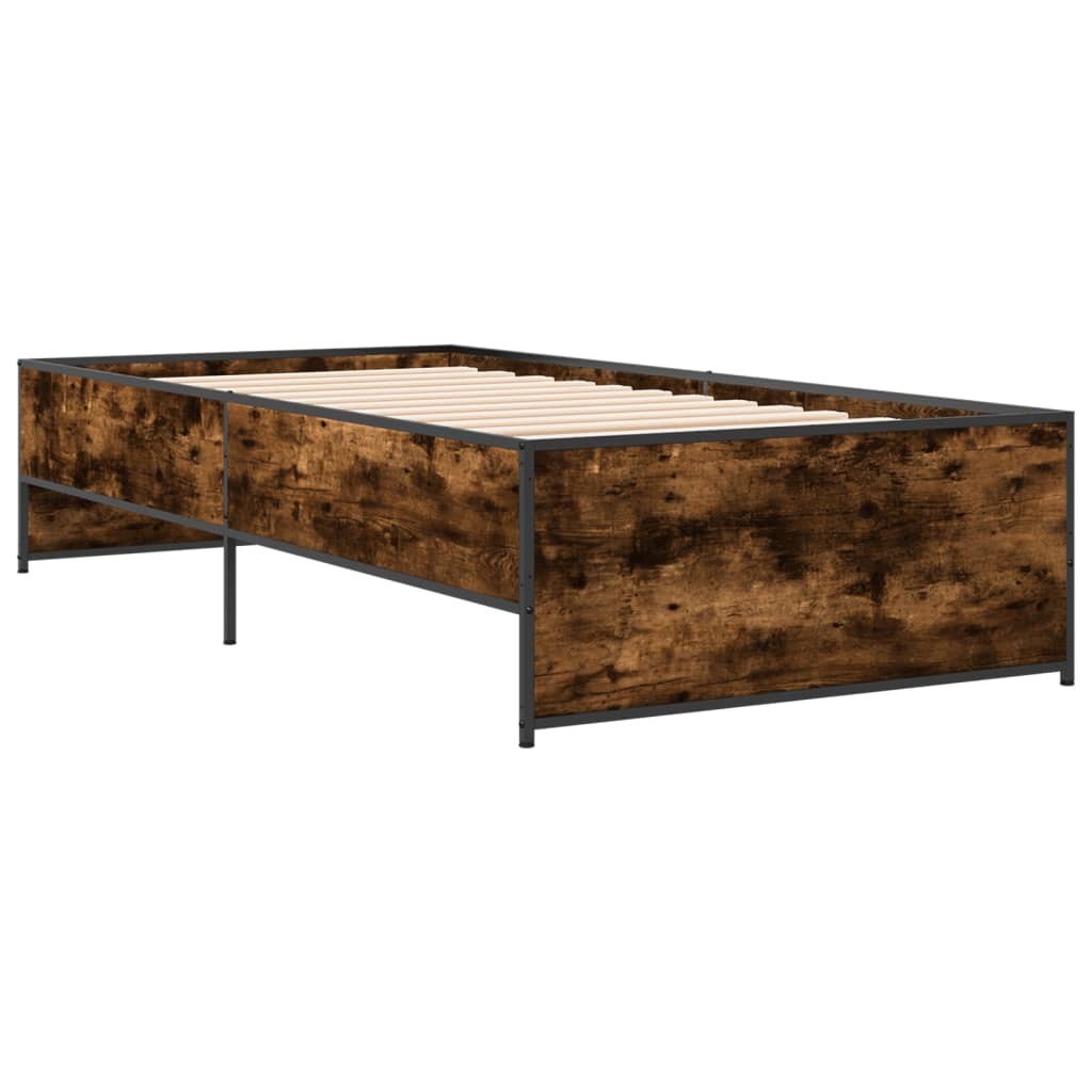 vidaXL Bed Frame without Mattress Smoked Oak 100x200 cm 3