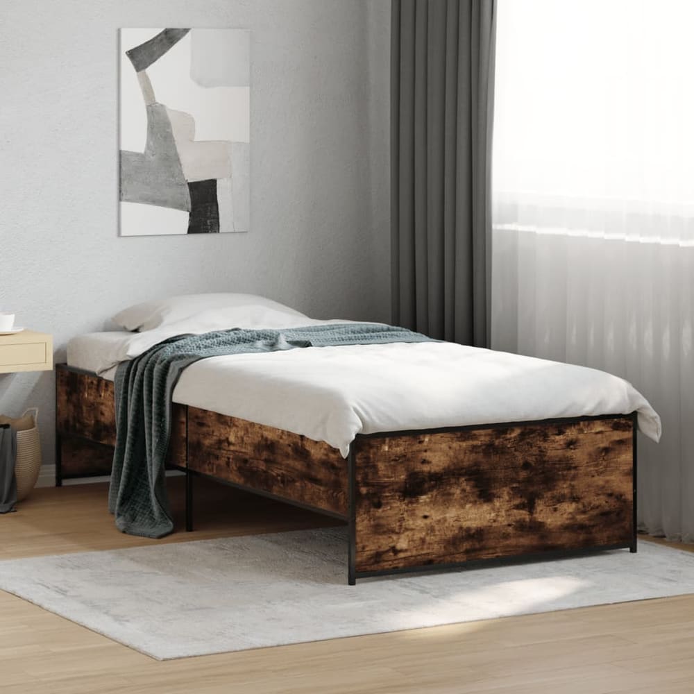 Bed Frame without Mattress Length 200 cm Smoked Oak 90 cm