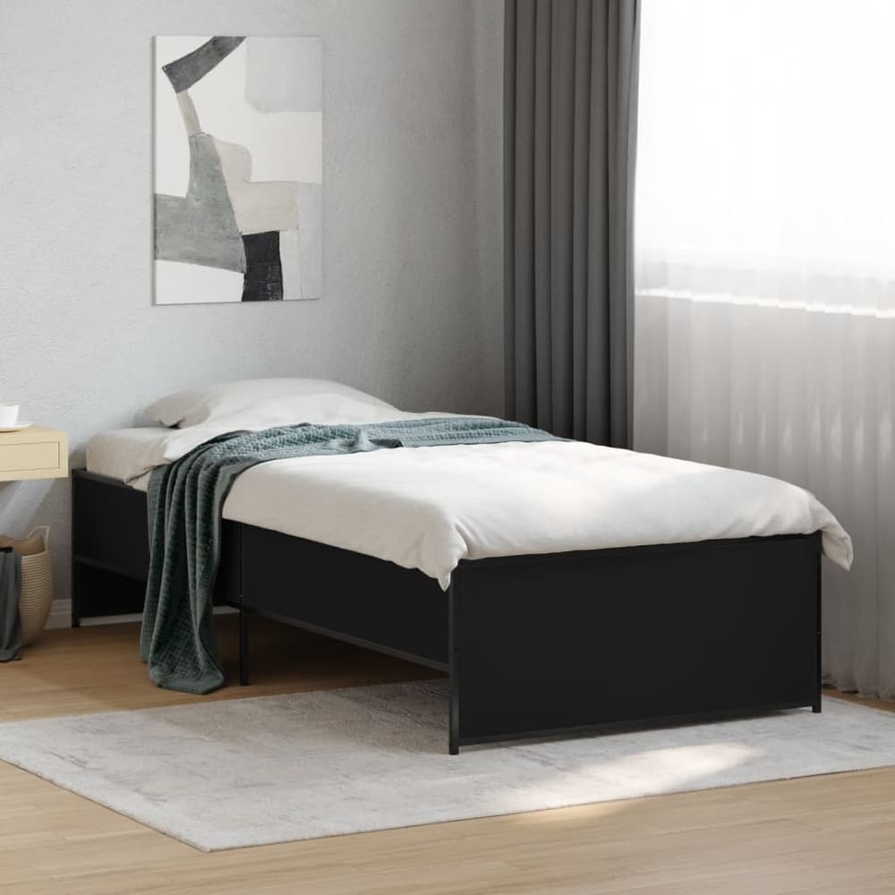 Bed Frame without Mattress Length 190 cm Black 90 cm