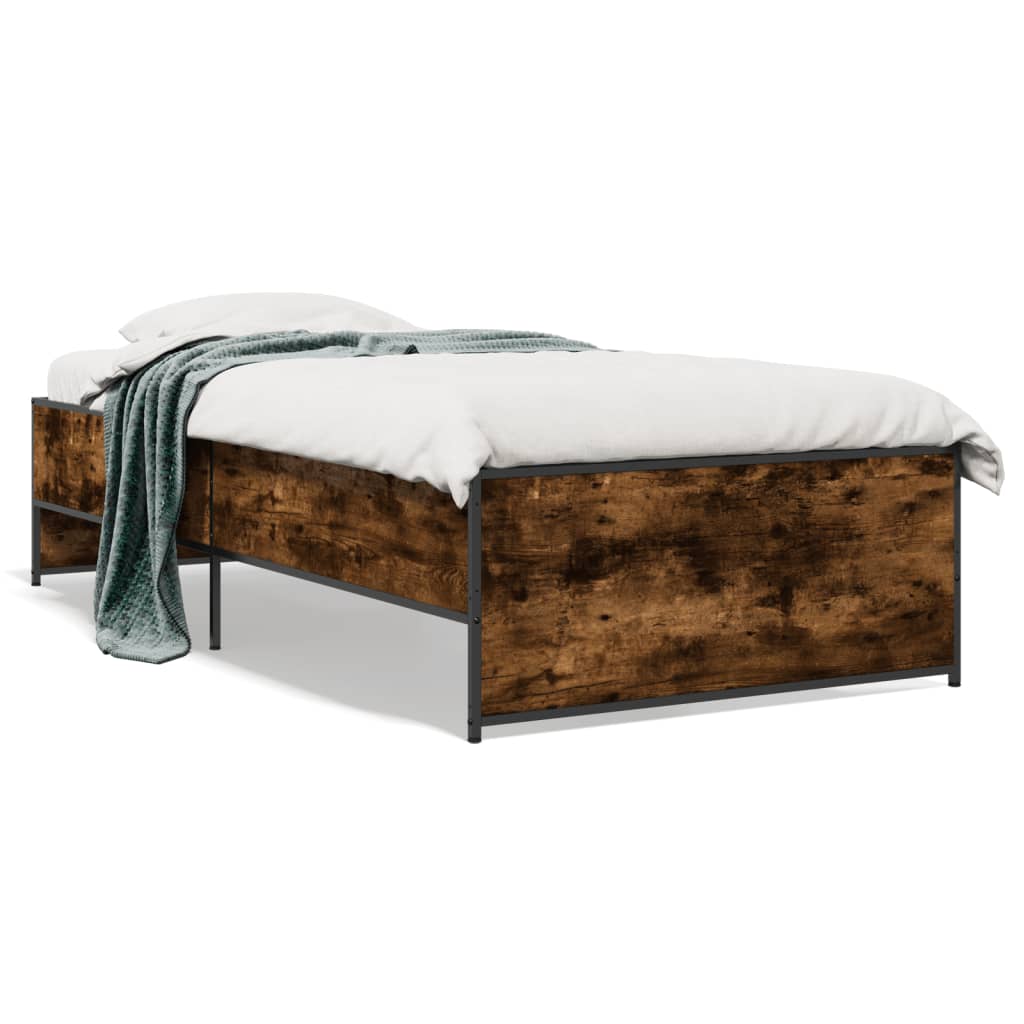 vidaXL Bed Frame without Mattress Smoked Oak 90x190 cm Single 2