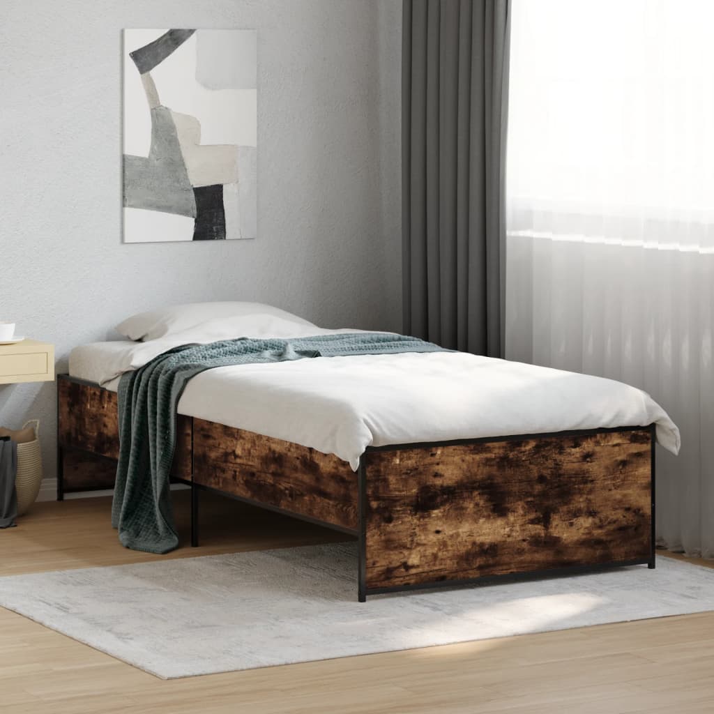 vidaXL Bed Frame without Mattress Smoked Oak 90x190 cm Single 1