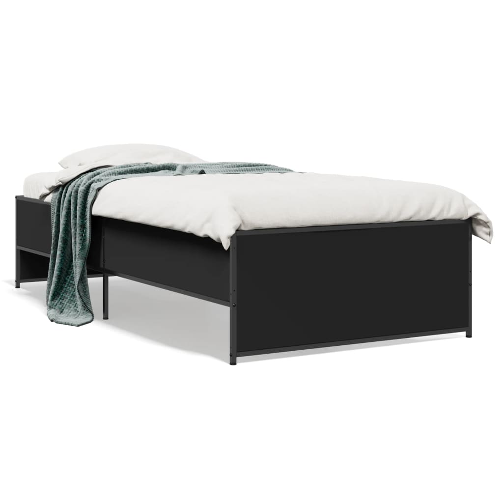 vidaXL Bed Frame without Mattress Black 75x190 cm Small Single 2