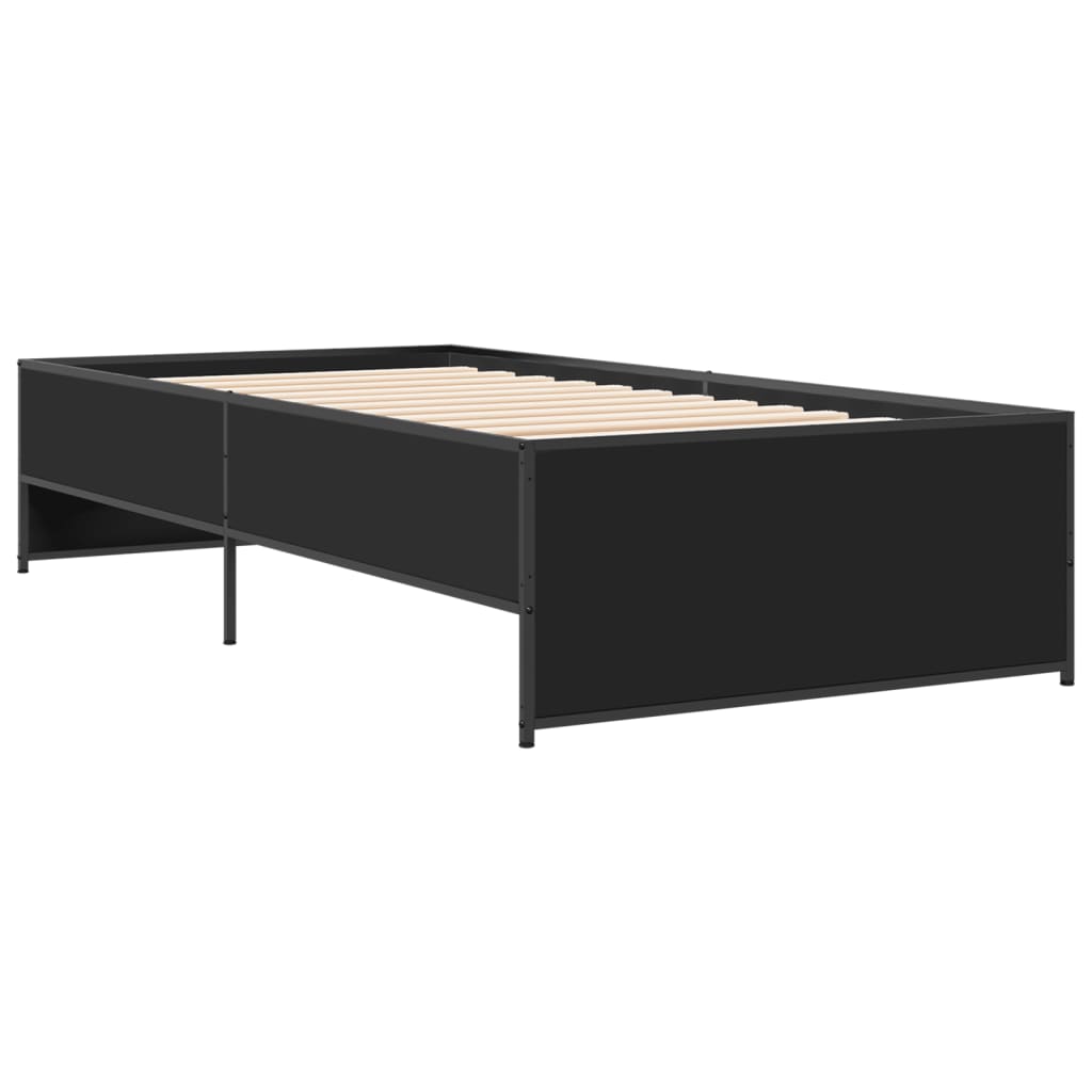 vidaXL Bed Frame without Mattress Black 75x190 cm Small Single 3
