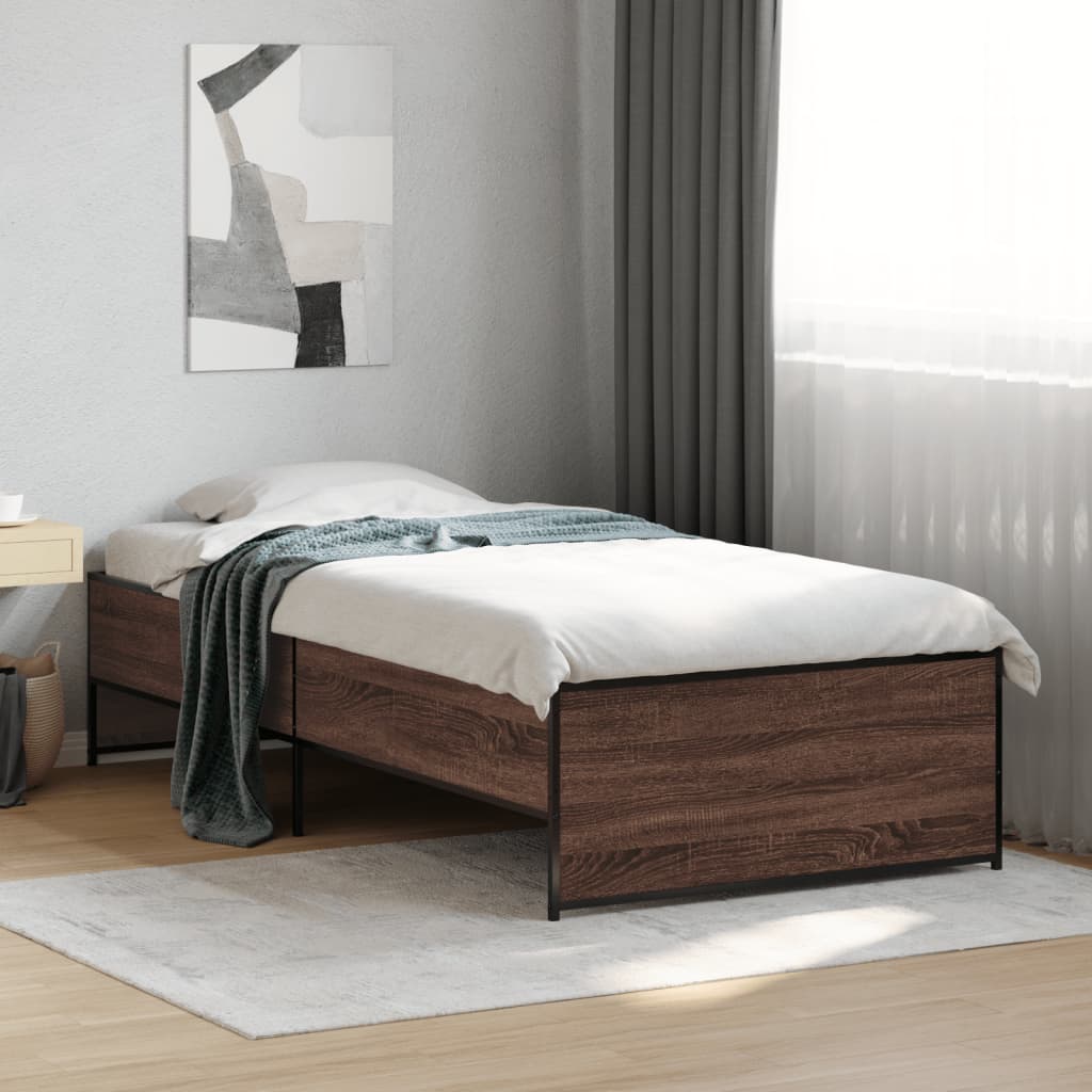 vidaXL Bed Frame without Mattress Brown Oak 75x190 cm Small Single 1