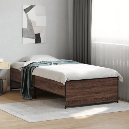 vidaXL Bed Frame without Mattress Brown Oak 75x190 cm Small Single 1
