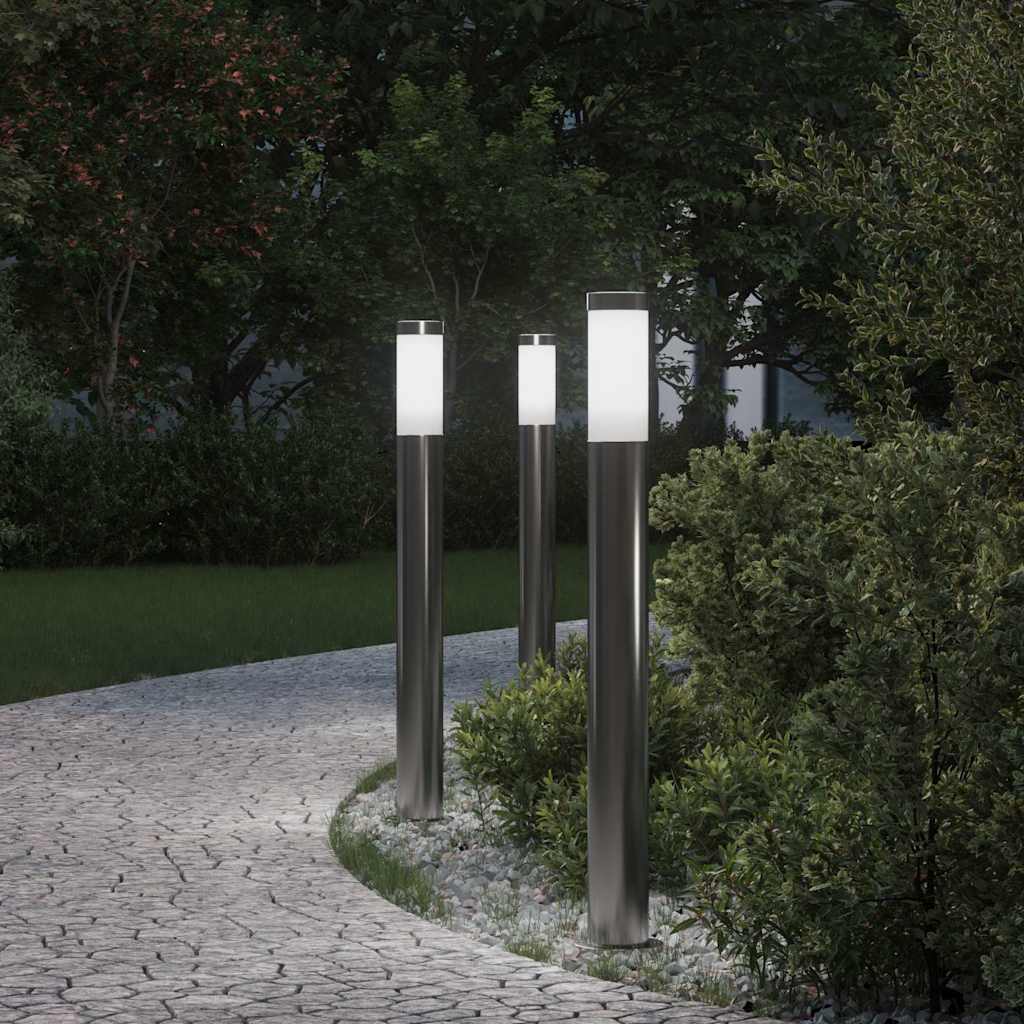 vidaXL Bollard Lights 3pcs 80 cm Stainless Steel IP44 1