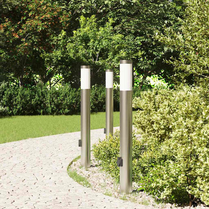 vidaXL Bollard Lights with Outlet 3pcs 80 cm Stainless Steel IP44 3