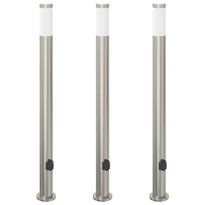 vidaXL Bollard Lights with Outlet 3pcs 110 cm Stainless Steel IP44 2